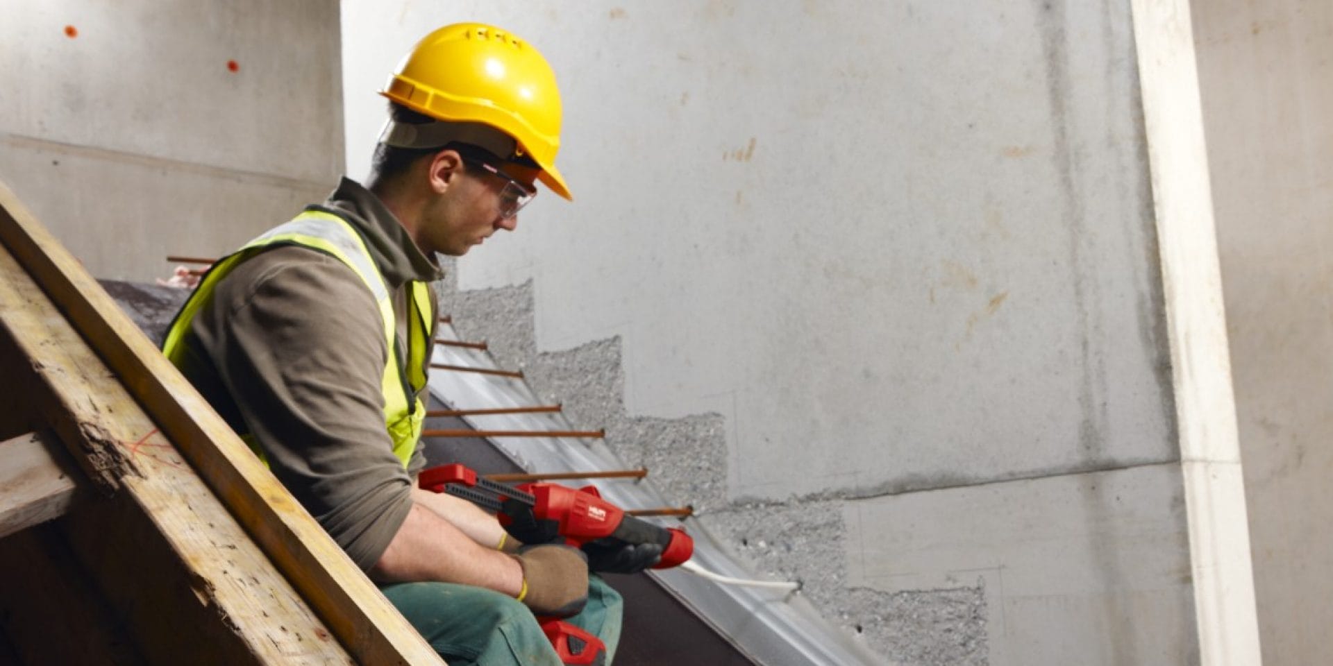 Hilti post installed rebar staircase connected to an existing wall