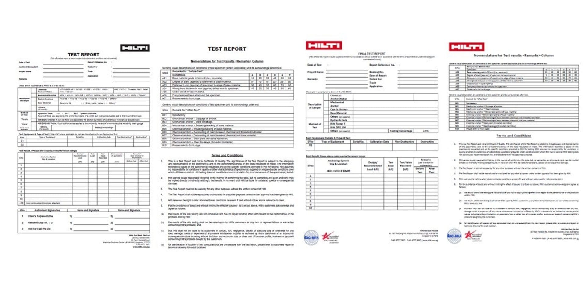 Hilti onsite testing report