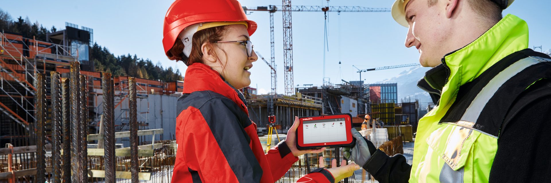 Hilti advanced layout solution (total station) in use at the jobsite