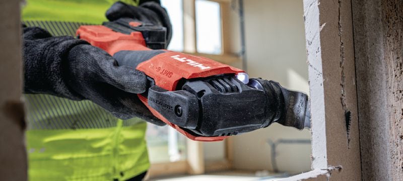 Cordless oscillating multitool SMT 6-22 Powerful cordless multitool with a StarlockMax interface, AVR and an oscillating angle of 4° Applications 1