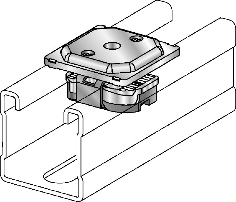 MQA Galvanised pipe clamp saddle for connecting threaded components to MQ strut channels